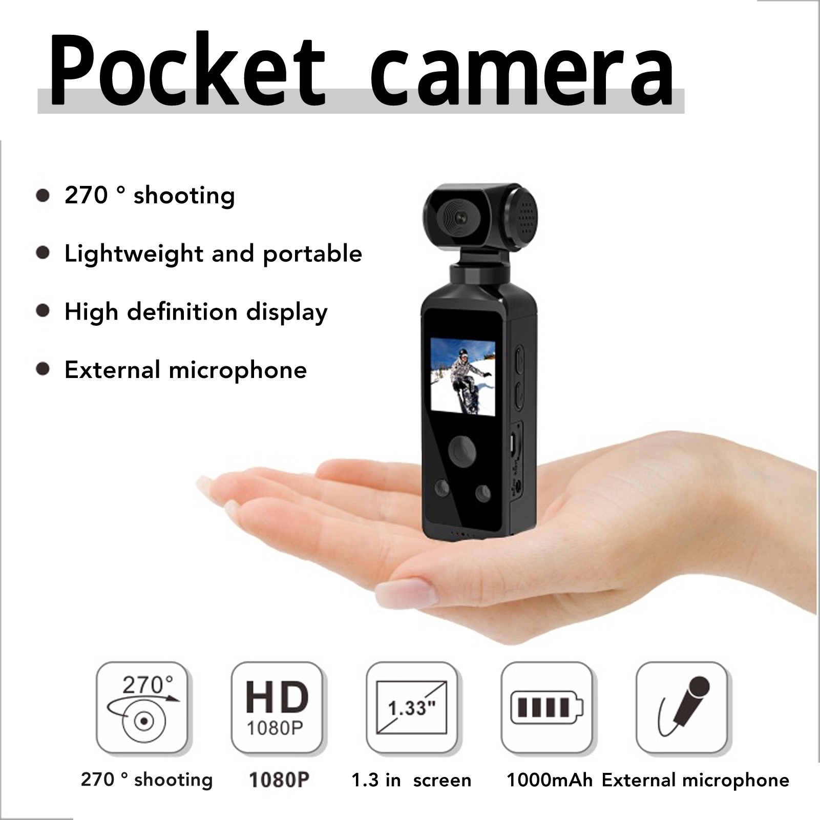 Action Camera 4K - Camera 4K HD 270° Rotatable Anti